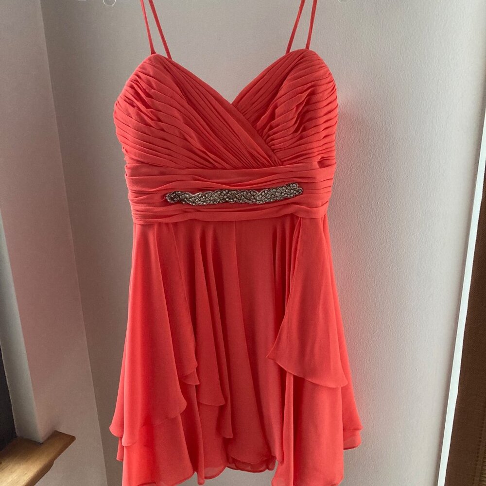 Chiffon Cocktail Dress w/ Rhinestone Detail